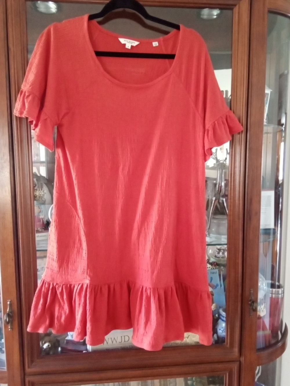 Max Studio Coral Ruffle-Hem Short Sleeve Dress